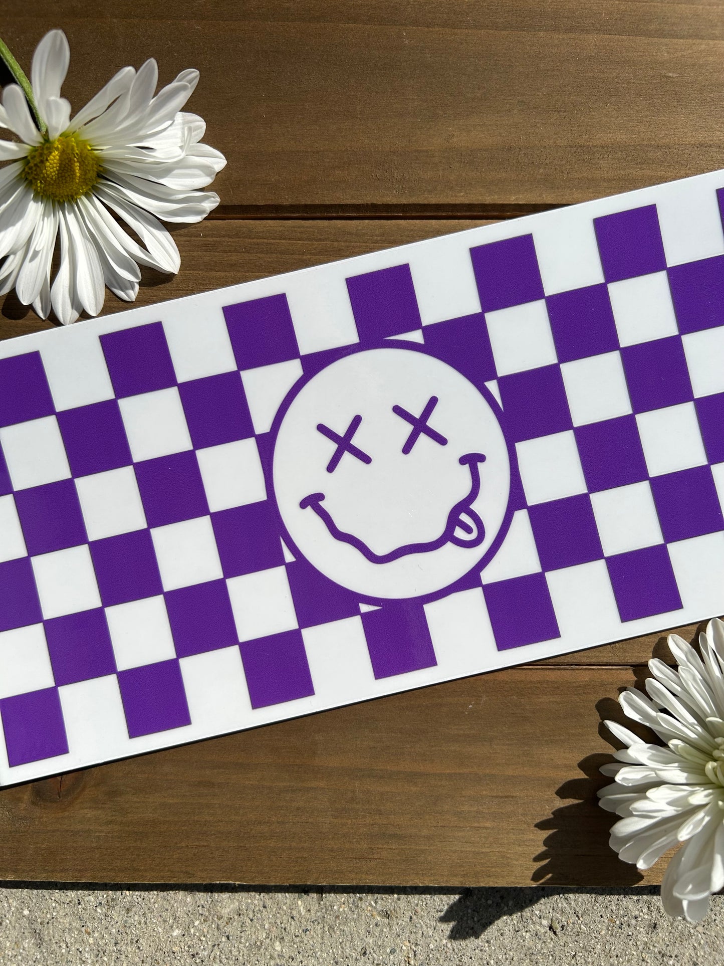 Purple happy face decal