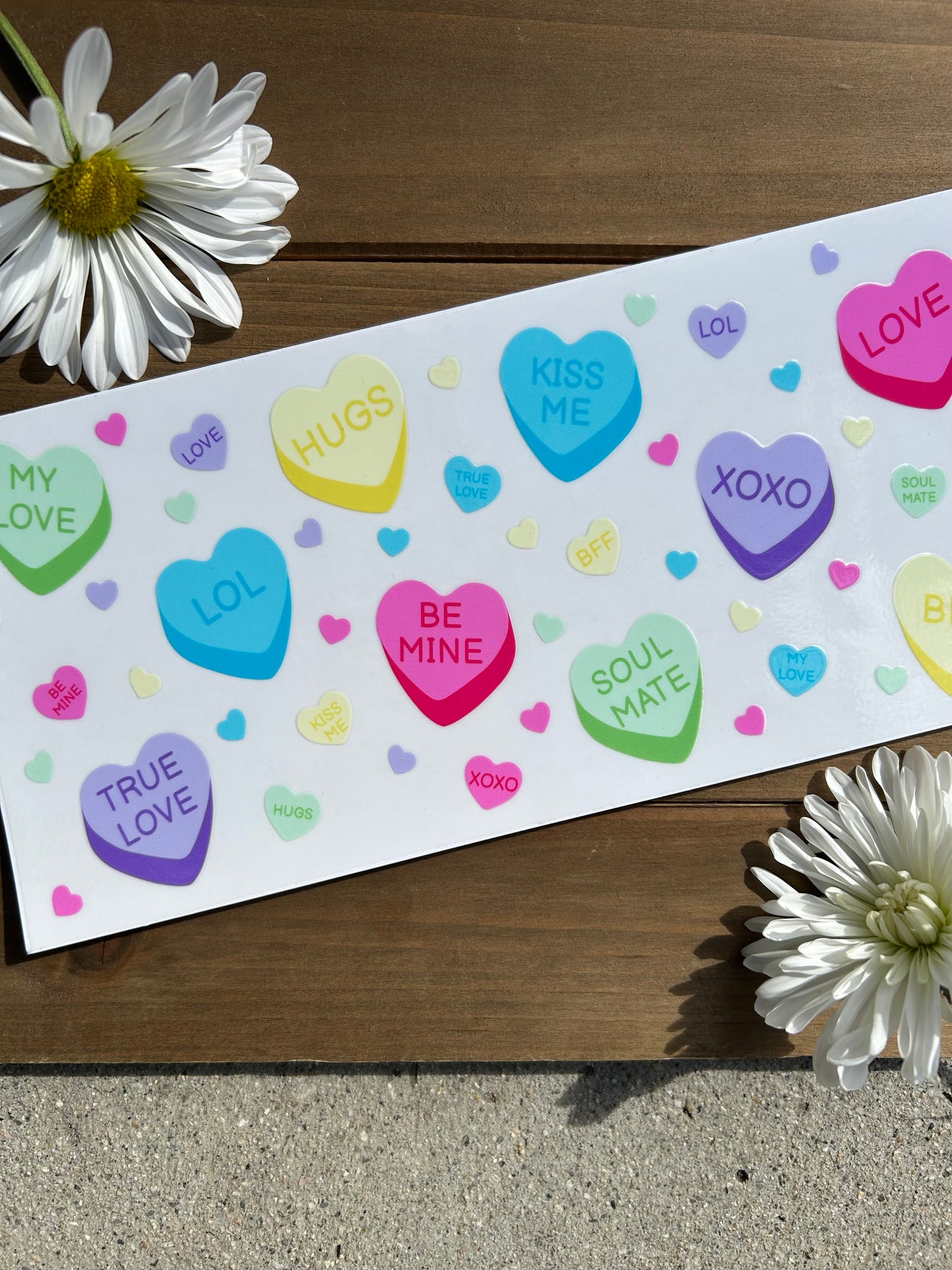 Conversation hearts decal