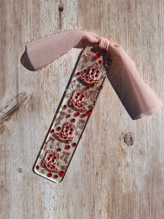 Strawberry cowboy boots bookmark