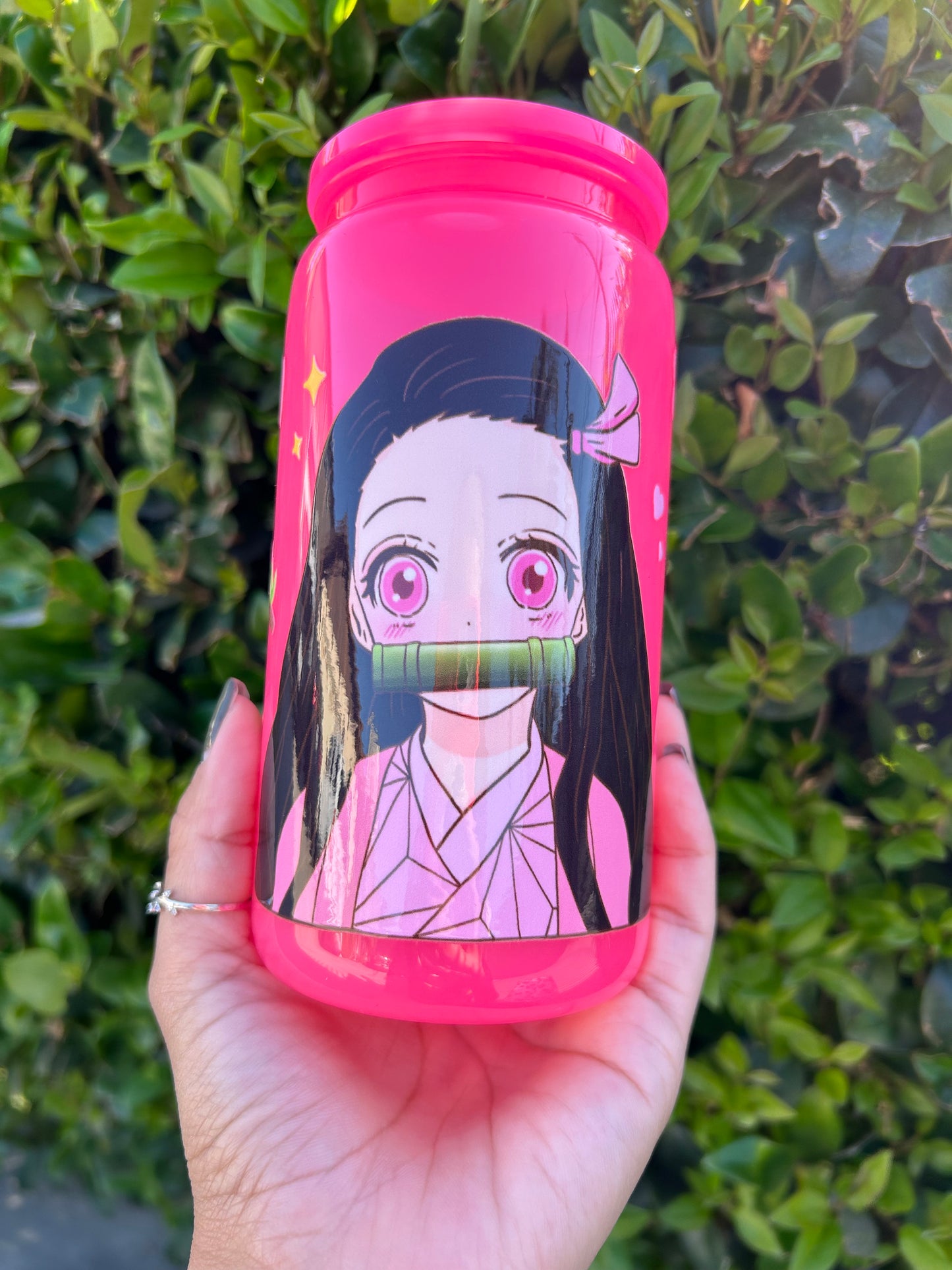 Nezuko hot pink cup