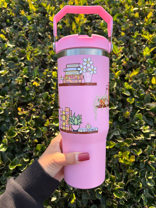 Books on shelf tumbler